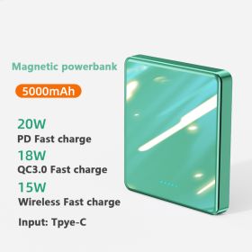 Magnetic Wireless 15W Power Bank 10000Mah Ultra-Thin And Compact (Option: Green 5000mA)