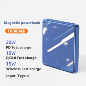 Magnetic Wireless 15W Power Bank 10000Mah Ultra-Thin And Compact (Option: Blue 10000mA)