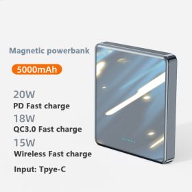 Magnetic Wireless 15W Power Bank 10000Mah Ultra-Thin And Compact (Option: Gray 5000mA)