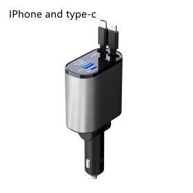 Metal Car Charger 100W Super Fast Charging Car Cigarette Lighter USB And TYPE-C Adapter (Option: Metal Silver Gray-100W)