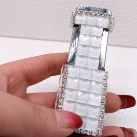 Diamond-encrusted Ladies Windproof Inflatable Lighter Straight Creative (Color: White)