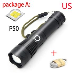 USB Charging Zoom P50 Flashlight (Option: Usb US)