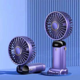 Portable Fan; Handheld Fan Personal Mini Fan 4200mAh Rechargeable With 5 Speeds; Battery Operated Mini Fan With LED Display; 11-21Hs Desk Fan Working (Color: Purple)