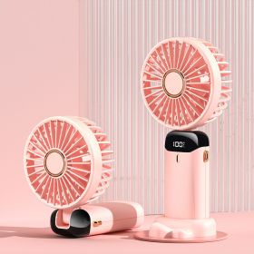 Portable Fan; Handheld Fan Personal Mini Fan 4200mAh Rechargeable With 5 Speeds; Battery Operated Mini Fan With LED Display; 11-21Hs Desk Fan Working (Color: Pink)