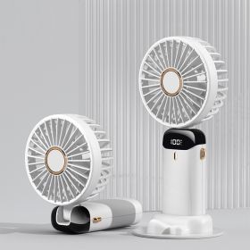 Portable Fan; Handheld Fan Personal Mini Fan 4200mAh Rechargeable With 5 Speeds; Battery Operated Mini Fan With LED Display; 11-21Hs Desk Fan Working (Color: White)