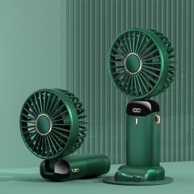 Portable Fan; Handheld Fan Personal Mini Fan 4200mAh Rechargeable With 5 Speeds; Battery Operated Mini Fan With LED Display; 11-21Hs Desk Fan Working (Color: Green)