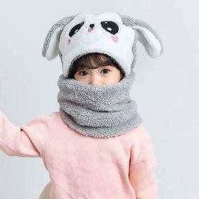 New Autumn and Winter Cute Children Cartoon Scarf Hat Two-piece Double Fleece Warmth Boy Girl Child Adult Parent-child Baby hat (Color: KT09, size: S 1-5 years old)