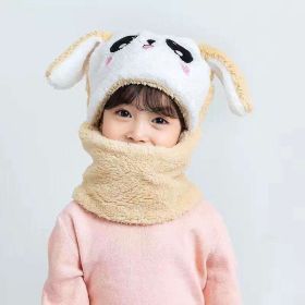 New Autumn and Winter Cute Children Cartoon Scarf Hat Two-piece Double Fleece Warmth Boy Girl Child Adult Parent-child Baby hat (Color: KT10, size: S 1-5 years old)