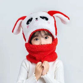 New Autumn and Winter Cute Children Cartoon Scarf Hat Two-piece Double Fleece Warmth Boy Girl Child Adult Parent-child Baby hat (Color: KT11, size: S 1-5 years old)