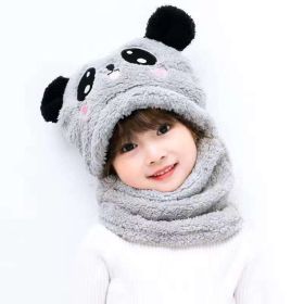 New Autumn and Winter Cute Children Cartoon Scarf Hat Two-piece Double Fleece Warmth Boy Girl Child Adult Parent-child Baby hat (Color: KT03, size: M- 6-10 years old)