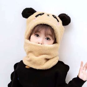 New Autumn and Winter Cute Children Cartoon Scarf Hat Two-piece Double Fleece Warmth Boy Girl Child Adult Parent-child Baby hat (Color: KT04, size: S 1-5 years old)