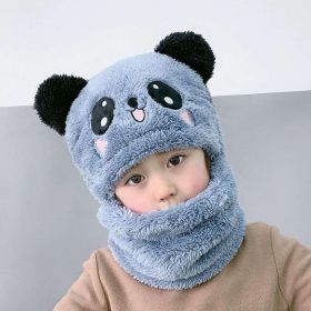 New Autumn and Winter Cute Children Cartoon Scarf Hat Two-piece Double Fleece Warmth Boy Girl Child Adult Parent-child Baby hat (Color: KT07, size: S 1-5 years old)