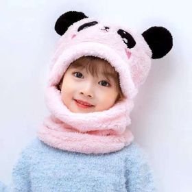 New Autumn and Winter Cute Children Cartoon Scarf Hat Two-piece Double Fleece Warmth Boy Girl Child Adult Parent-child Baby hat (Color: KT01, size: S 1-5 years old)