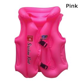 1pc Inflatable Floating Life Vest; Life Jacket For Swimming Pool Beach Kids Children (Color: Pink)