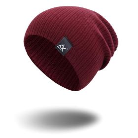 COKK Knitted Beanie Women's Hat Winter Men Skullies Beanies Warm Casual Slouchy Hat Crochet Beanie Hat Female Baggy Cap Cheap (Color: wine red)