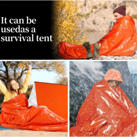 Portable Lightweight Emergency Sleeping Bag, Blanket, Tent - Thermal Bivy Sack For Camping, Hiking, And Outdoor Activities - Windproof And Waterproof (Color: ORANGE, Type: Tent)