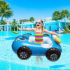 New Inflatable Car Seat Ring For Children With Water Spray Swimming Ring, Water Pool Water Gun Toy, Water Fire Truck Bumper Car