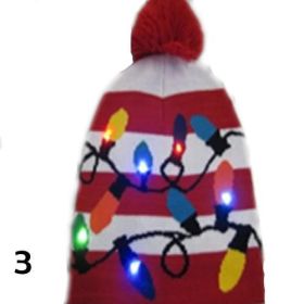 Pom Pom Party Holiday Hats With LED Lights (Style: STYLE # 3)