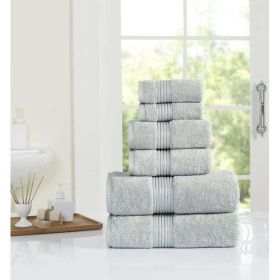 Solid 6-Piece Towel Set (Color: Platinum Silver)