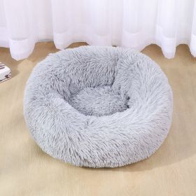 Dog Bed Super Soft Washable Long Plush Pet Kennel Deep Sleep Dog House Velvet Mats Sofa For Dog Basket Pet Cat Bed (Color: Light Gray, size: 60cm)