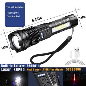 White Laser Waterproof Strong Light Flashlight (Option: 2pcs Black 1500ma)